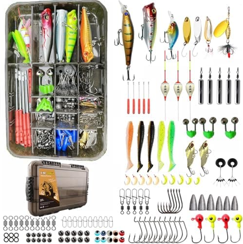 A complete set of 320 fishing accessories, including fishing gear box, metal bait and silicone soft bait, hooks and weight accessories,Fishing bait kit suitable for seawater and freshwater - Image 1