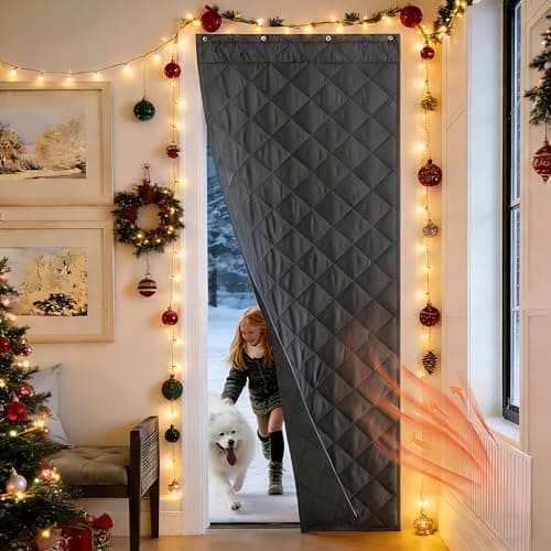 NICETOWN Thermal Insulated Door Curtain, Windproof Noise Reducing Cover with 3 Hanging Ways, Keep Warm Noise Reduce for Balcony Porch Apartment, 38" Wide x 82" Long, 1 PC, Grey - Image 1