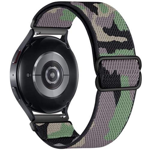BMBEAR Stretchy Bands Compatible with Samsung Galaxy Watch Band 7/FE/6/5/4/3 & Watch 5 Pro & 6/4 Classic &Gear S3/S2, Soft Fashion Nylon Braided Elastic Strap for 20mm 22mm watch band for Samsung Watch 47mm 46mm 45mm 44mm 40mm 43/42/41mm (Camouflage, 20mm) - Image 1