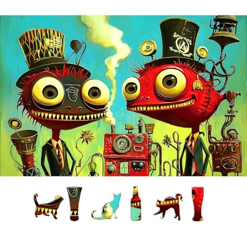 500 Pieces Steampunk Fantasy Characters Jigsaw Puzzle for Adults, Victorian-era Industrial Mechanical Elements, Whimsical Artwork & Brain-Teasing Entertainment - Image 1