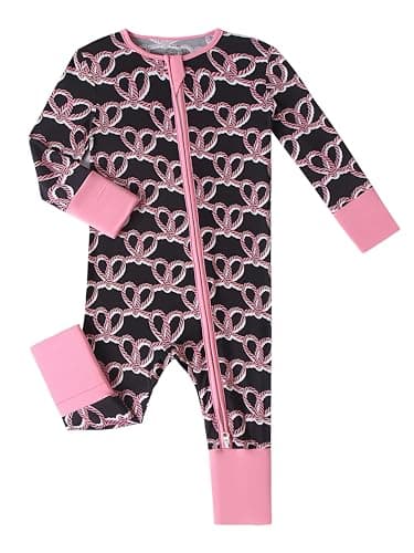 Joonberry Unisex Baby Bamboo Viscose Long Sleeve Romper, Cute Prints Zipper Footless Jumpsuit, Toddler One-Piece Outfits (Knot, 18-24M) - Image 1