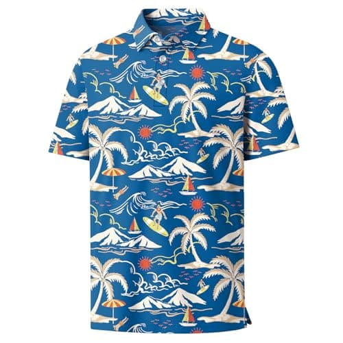 Rioofinx Boys Polo Shirt Hawaiian Golf Polos Shirts Performance Dry Fit Collared Shirt Aloha Printed Clothes CLZ01 11-12T - Image 1