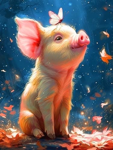 ijbnhd Pig Diamond Art Kits for Adults- Pig Diamond Painting Kits for Beginners, 5D Full Drill Pictures Gem Art Painting Kits for Home Wall Decoration Gift 12X16in - Image 1
