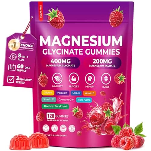 Magnesium Glycinate Gummies 600mg, 120 Counts Chews Sugar Free Magnesium Gummies for Adults & Kids with L-Threonate, Calcium, Zinc & CQ10, Potassium Supplements for Zzz, Brain, Muscle & Relax - Image 1
