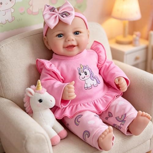 Milidool Reborn Baby Doll Girl, 17 inch Realistic Soft Body Baby Doll Real Life Cute Baby with Accessories for 3+ Year Old Christmas Birthday Gifts - Image 1