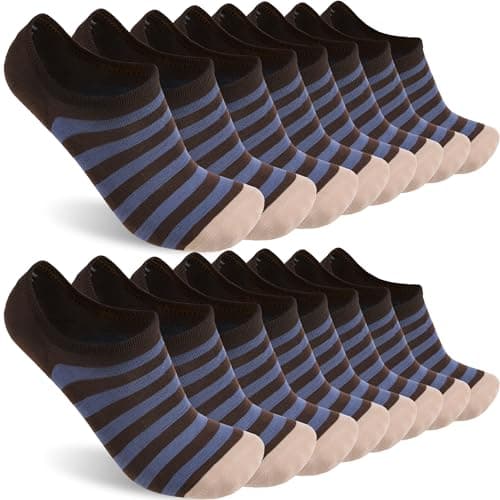 Sunew Business Casual No Show Socks Women Men Low Cut Invisible Liner Socks for Dress Shoes Stripe Large - Image 1