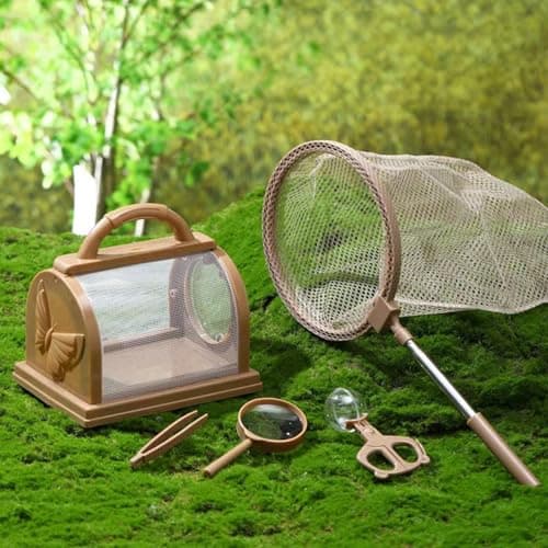 Leking Bug Catcher Kit for Kids 5 Pcs, Kids Outdoor Explorer Kit with Butterfly Net, Insect Observation Cage, Tweezers and Magnifying Glass, STEM Learning Bug Catching Set for Toddler Age 3-12 - Image 1