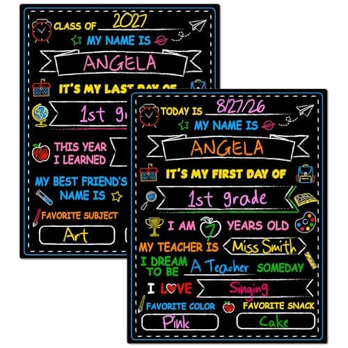 First & Last Day of School Chalkboard, Double Sided First Day School Sign - Image 1