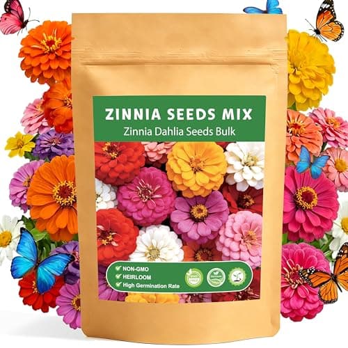 LUOJIBIE Zinnia Seeds for 2026, 10,000+ California Giant Zinnia Seeds Bulk, Double Dahlia Zinnia Mixed Color Seeds, Flower Seeds for Planting Outdoor Garden, Non-GMO Heirloom, Easy to Grow - Image 1