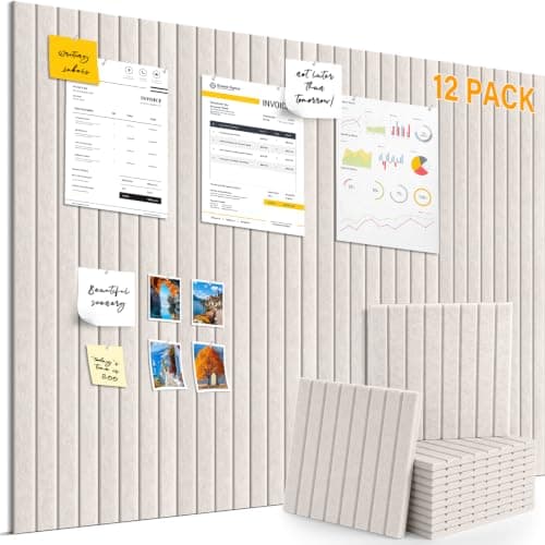 Felt Bulletin Board,47.2"x35.4" 12 Pack Cork Board Alternative-Oatmeal - Image 1