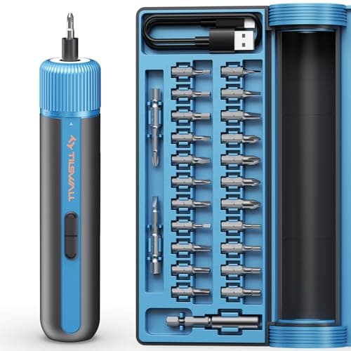 Tilswall 4V Electric Screwdriver Cordless, 10N.m High Torque /260 RPM, Cordless Screwdriver with 4-Level Control, 2200mAh USB-C Fast Charging, with 25pc S2 Steel Bits for DIY and Home Repairs (Blue) - Image 1