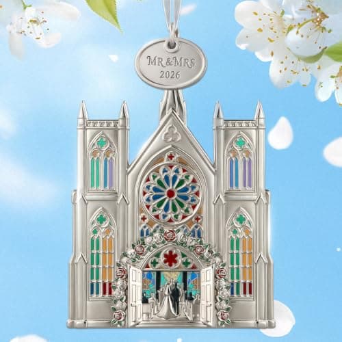 FaCraft Wedding Gifts for Couples 2026 - Mr and Mrs Gifts - Bridal Shower Gift for Bride to Be, Newlyweds Married Gift Ideas Metal Cathedral Just Married Keepsake First Christmas Married Ornament 2026