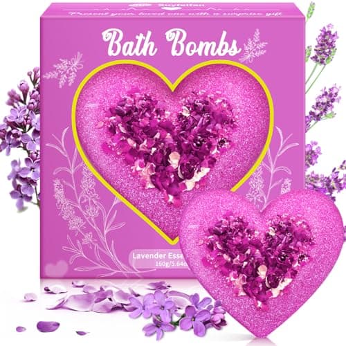 SUYFEIFAN Bath Bombs for Women, XXL CNA Week Gifts Bulk 2026, Organic Heart-Shaped Handmade Bath Fizzies with Lavender Essential Oil, Teacher Appreciation Gifts for Wife, SPA Relaxing Self Care - Image 1
