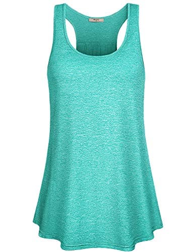 Miusey Racerback Running Tank Tops for Women Ladies Round Neck Sleeveless Performance Shirts Comfort Cozy Lightweight Oversize Tunic Tank Breathable Workout Tops Loose Fit Green 2XL - Image 1