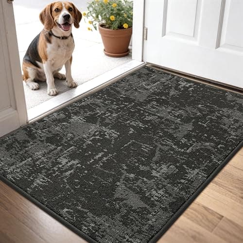 BEQHAUSE Dirt Trapper Door Mat 32" x 48", Non-Slip Doormats Washable Entryway Rugs, Stain Resistant Dog Door Mats Absorbent Welcome Floor Mat for Front Back Door, Mud Wet Shoes & Paws, Dark Grey - Image 1