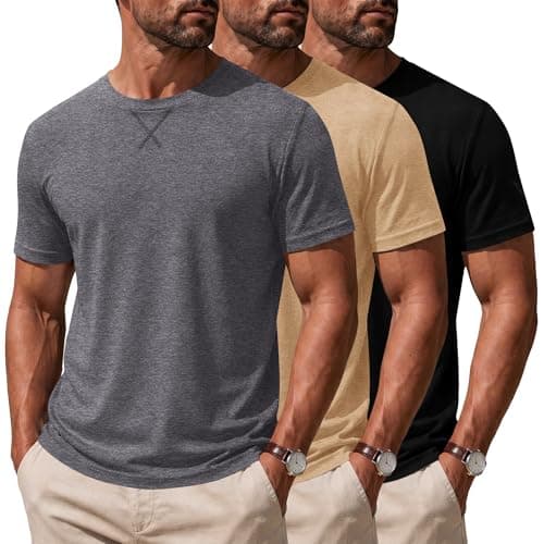Poriff 3-Pack Men's Ultra-Soft Rayon Blend T-Shirts, Retro V-Stitch Short Sleeve Crewneck Tees, Premium Lightweight Daily Wear Tops M - Image 1
