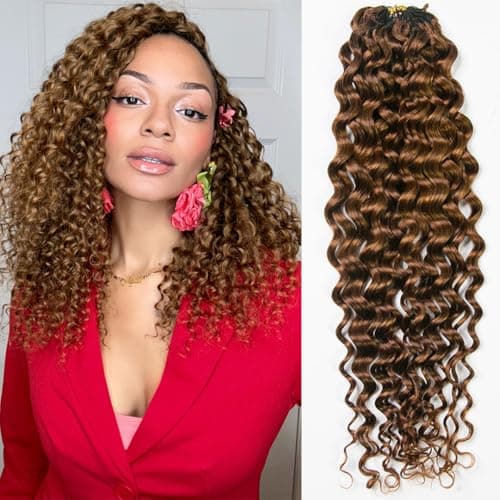 YWIGS Knotless Human Crochet Hair #30 Water Wave Crochet Human Hair Invisible Crochet Human Hair Extensions 18" 100 Strands - Image 1