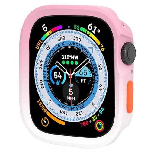 SDOCEBF Compatible for Apple Watch Bumper Case 42mm Series 11/10, Soft Flexible TPU Thin Lightweight Protective Cover for iWatch, Shockproof Rugged Case for Men Women, Pink-White - Image 1