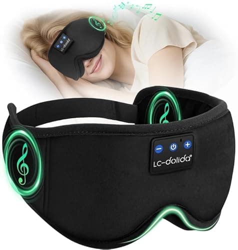 Bluetooth Sleep Mask,LC-dolida Sleep Headphones,5.4 Bluetooth Wireless Music Eye Mask, Ideal for Travel, Night Work, Napping, Side Sleeping and Office Use for Both Men and Women