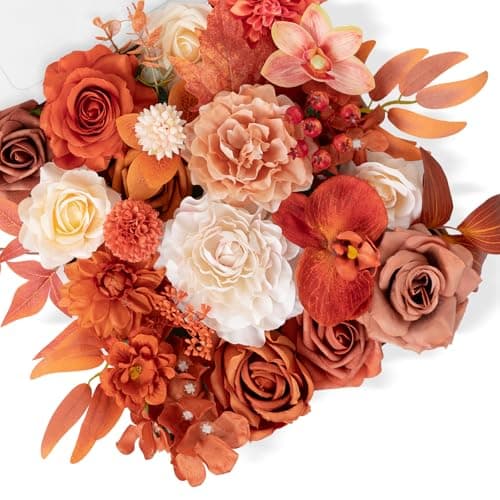 TINGE TIME Roses Artificial Flowers Orange Faux Flowers Bulk for DIY Bridal Wedding Bouquets Baby Shower Fall Centerpiece Table Home Decorations - Image 1