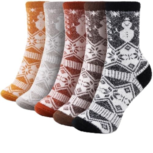 ICEIVY 5 Pair Fuzzy Cozy Fluffy Socks for Women, Warm Comfy Soft Casual Home Sleep Winter Wool Socks, Gifts for Women - Image 1