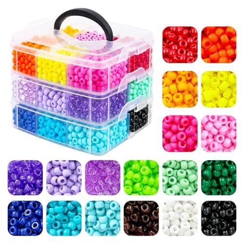 Itopstar 3600Pcs Pony Beads, 18Assorted Colors 6x9mm Plastic Kandi Beads Bulk for Bracelets Hair Braids Jewelry Making DIY Crafts - Image 1