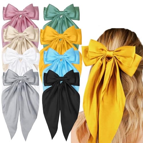Hair Bows for Women Hair Ribbon Bow Hair Clips with Long Tails Vintage Hair Accessories for Women - Image 1