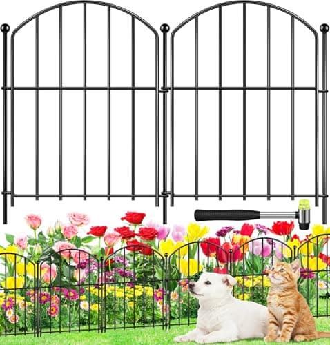Decorative Garden Fence 17in (H) x10ft (L), Arched Rustproof Metal No Dig Fence for Dogs & Rabbit, Ornamental Animal Barrier for Flower Beds, Border Panels Fencing for Yard & Patio Outdoor Decor - Image 1