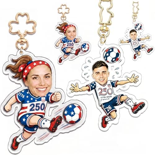VBAIFAyy Custom Top Only Acrylic Soccer Keychain – Fixed Football Design, Perfect as Party Favors, Birthday, Housewarming, Match Day Gift for Fans & Friends, Great for Any Occasion - Image 1