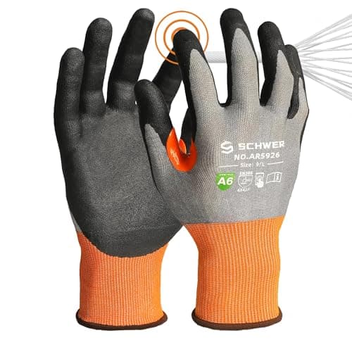 Schwer A6 AIR-SKIN Cut Resistant Work Gloves, Comfortable & Breathable, 21-Gauge Seamless Knit Flexible Safety Working Gloves with Grip for Refined Tasks, Touch-screen, 1 Pair, L, AR5926 - Image 1