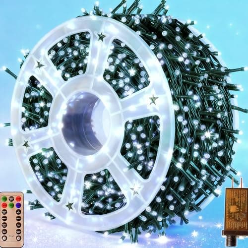 Domolli Christmas Lights 1000 LED 328 FT, Waterproof Christmastree Lights with 8 Modes, Remote Control 3 Timers & Memory Function Xmas Decorations for House and Holiday (Cool White) - Image 1