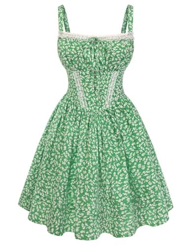 Scarlet Darkness Floral Corset Dress Summer Mini Dresses for Women Teens 2026 Graduation Sundress Green S - Image 1