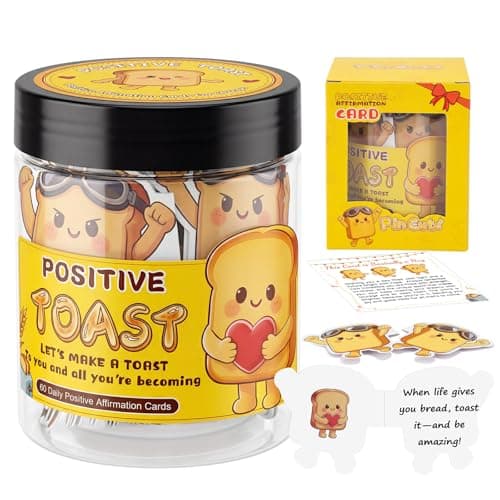 PinCute 60 Positive Toast Affirmation Cards Jar - Mothers Day Gift for Mom Women Wife, Friend Birthyday Gifts for Women Teens Desk Decors, Teacher Appreciation Gifts - Image 1
