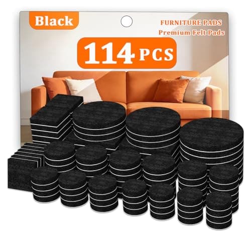 Felt Furniture Pads 114 PCS, 7 Sizes, Felt Pads for Chair Legs, Suitable for Round and Square Chair Legs, to Prevent Scratches, Reduce Noise and Protect The Floor (Black) - Image 1