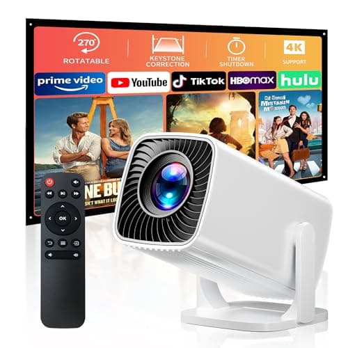 Mini Projector with 4K Support, Portable Projector with Electric Focus & Keystone, 270° Rotatable Stand, Short Throw Home & Outdoor Movie Projector Compatible with TV Stick, Phone & Laptop - Image 1