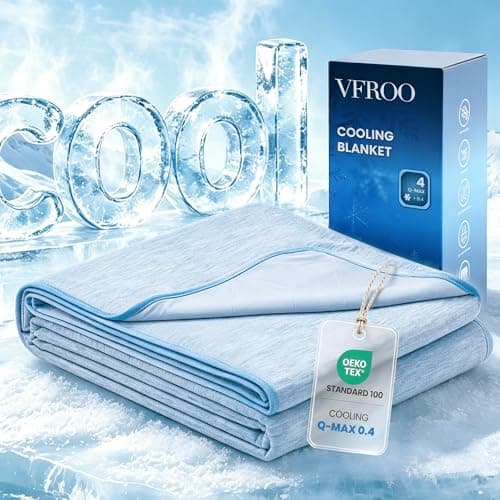 VFROO Cooling Blanket for Hot Sleepers Twin Size 60''×80'', Summer Blanket Thin Lightweight Breathable, Absorbs Sweat Heat to Keep Adults Cool, Cold Blanket for Sleeping on Bed Couch, Blue - Image 1