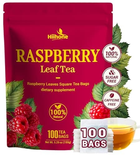 Raspberry Leaf Tea - 100 Teabags, Naturally Caffeine-Free, Mild & Herbal Taste - Image 1