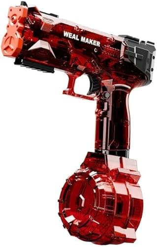Electric Water Pistol with 400 Ammos,Transparent Automatic Squirt Guns High Powered IP67 Waterproof, Classic Water Gun Summer Pool Toys for Kids (red) - Image 1