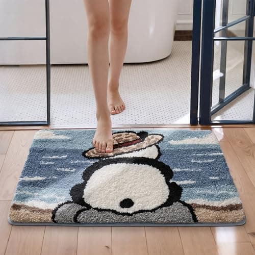 TIQOGRZP Cute Bath Mat, Beach Panda Bath Mats,Soft Cute Bathroom Rug,32" x 20" Ultra Soft, Absorbent Quick Dry,Non Slip TPR, Machine Washable Bathroom Mat,for Bathroom Door(Beach Panda, 32" x 20") - Image 1