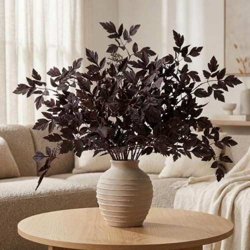 Power Your Lawn Fall Decorations for Home – Set of 6 Faux Plum Purple Cimicifuga Stems, 24” Realistic Autumn Branches for Vase, Table Centerpiece, Mantel & Halloween Decor - Image 1