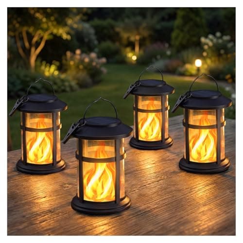 Otdair 4 Pack Solar Lanterns Outdoor Waterproof, Upgraded Flickering Flame Hanging Solar Lights for Outside, Solar Powered Lantern for Patio Yard Garden Porch Decor, Gift for Mom Housewarming - Image 1