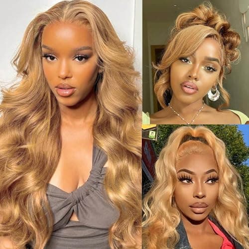 ROOMOOD 27# Ash Blonde Human Hair Lace Frontal Wig Body Wave 180% Density 13x6 Lace Front Wig Pre Plucked Natural Hairline for Women(26inch)