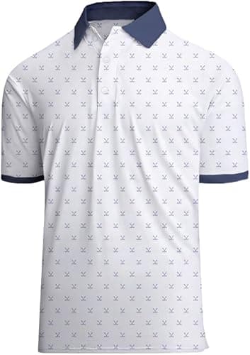 Actflare Golf Shirts for Men Dry Fit Moisture Wicking Short Sleeve Performance Print Polo Shirts Navy Collar Golf Pole,XXL - Image 1