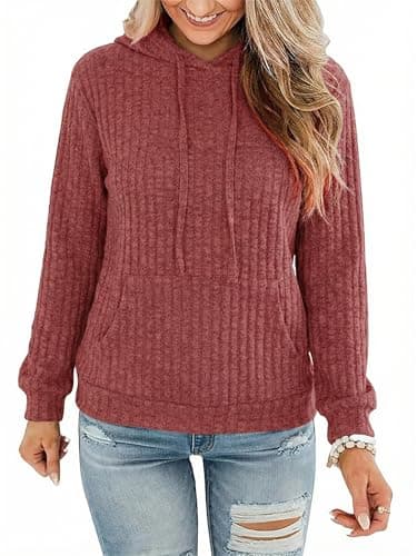 STOLKISS Women’s Casual Hoodies Shirts Long Sleeve Lightweight Fall Pullover Tops Solid Velvet Loose Sweatshirt with Pockets - Image 1
