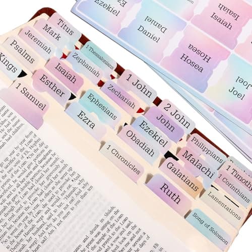 Colorful Rainbow Bible Tabs for Kids - Multi-Color Paper Index Tabs, Teens & Adults, fits Most Bible Versions (90 Tags) - Image 1