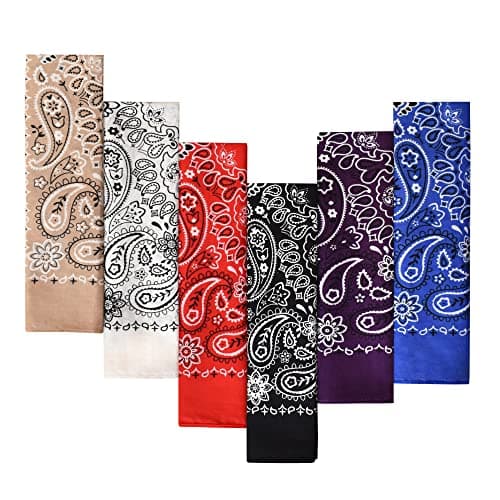 6-Pack 100% Cotton Bandanas Gift Set (Red Black White Blue Purple Tan) – 22x22 Inch Paisley Head Wraps, Face & Neck Scarves, Multi-Purpose Accessories for Men & Women, Holiday & Everyday Gifting - Image 1