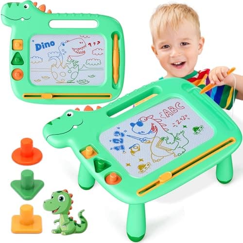 Toddler Toys 2-3, Dinosaur Magnetic Drawing Board Toys for 1 2 3 Year Old Boy Girls,Colorful Magna Sturdy Doodle Board Kids Toy, Etch Sketch Educational Toy for Toddlers 1-3 Christmas Birthday Gifts