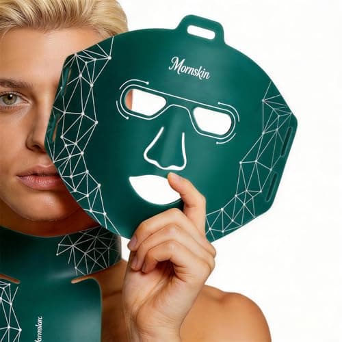 Moraskin Red Light Therapy for Face and Neck, FDA-Cleared LED Face Mask with 850nm NIR, 588 LEDs, 4-in-1 Chip, 3 Modes, Rechargeable for Anti-Aging, Skin Care Device for Radiant Glow at Home (Green) - Image 1