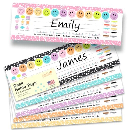 Hadley Designs Desk Name Tags for Classroom –36 Student Name Tags for Desks, 14.5x4.5 Name Plates for Classroom Decor, Teacher Supplies Pastel Nametags, 1st-3rd Grade Kindergarten Preschool Must Haves - Image 1