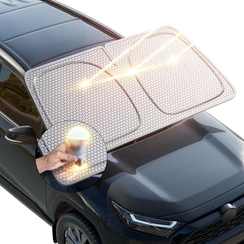 helloleiboo Graphene Car Windshield Sun Shade Car Sun Shade for Windshield with Heat Absorption Coating Foldable Design with UV Protection to Keep Your Car Interior Cooler Silver (X-Large-61 × 34 in) - Image 1